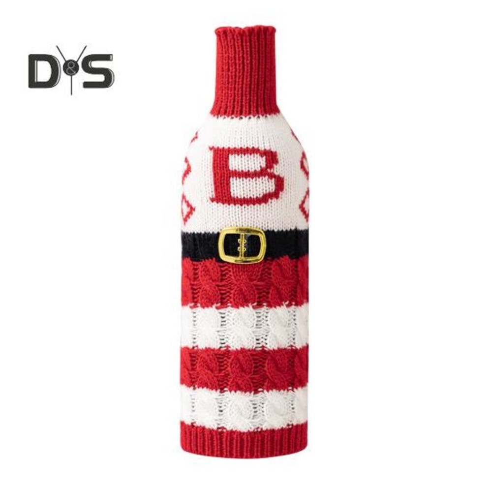 (as the picture, B) Christmas Wine Bottle Cover Reusable Knitted Letter Bottle Sleeve Festive Table Decor Wine Bottle Sweater For Christmas New Year Parties
