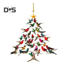 (as the picture, A) Christmas Ornament Acrylic Hanging Pendant with Lanyard Easy to Hang Sparkling Sequins Hummingbird Christmas Tree Decoration