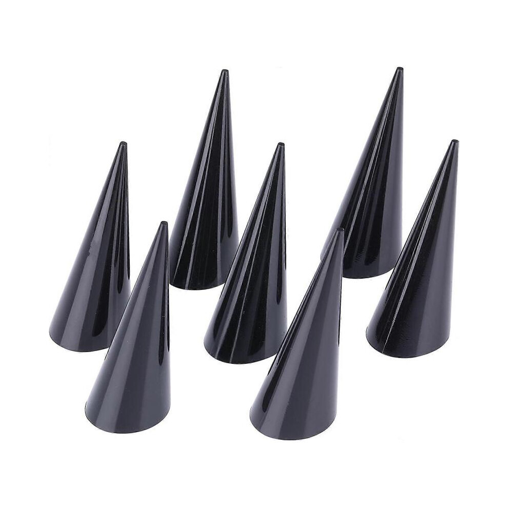 Pack of 10 Jewelry Ring Display Holder Stand Cone Shape Acrylic (Black)
