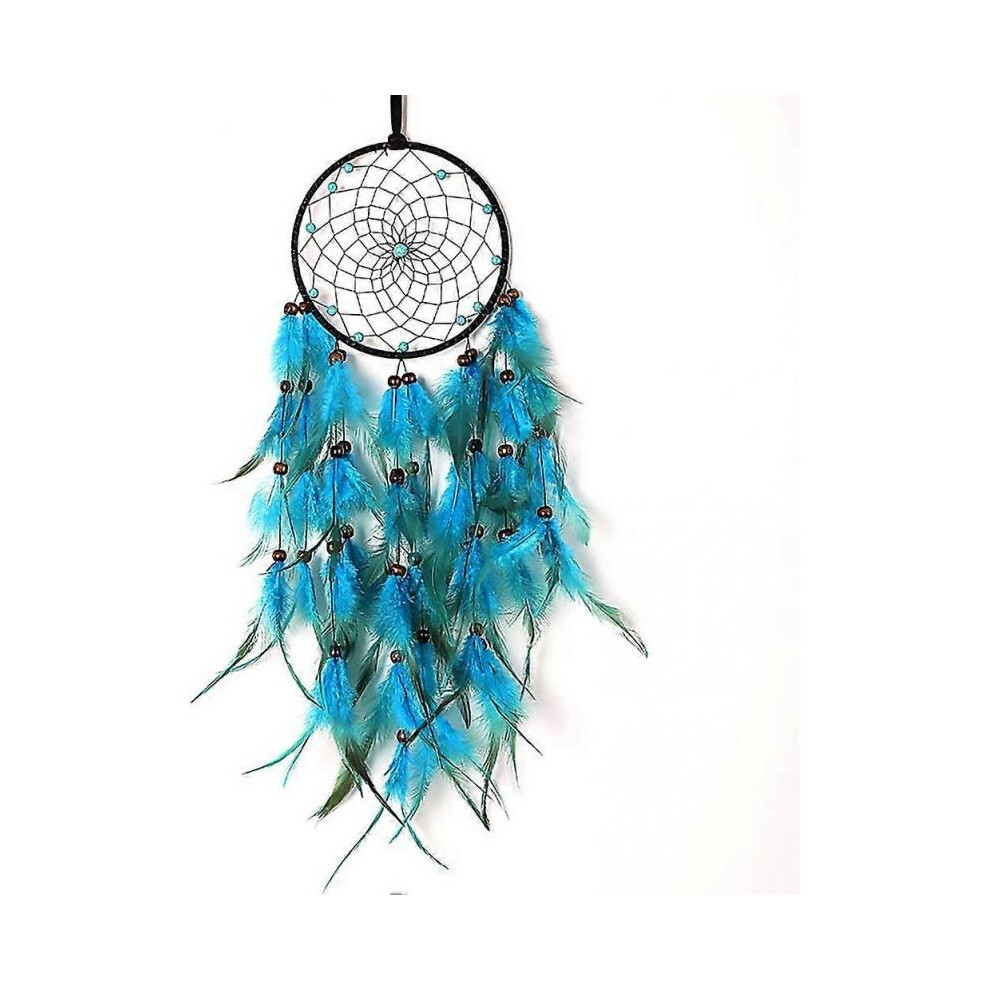 Dream Catchers Handmade Traditional Feather Hanging Home Wall Decor Decoration Craft Christmas Gift (Blue Feather)