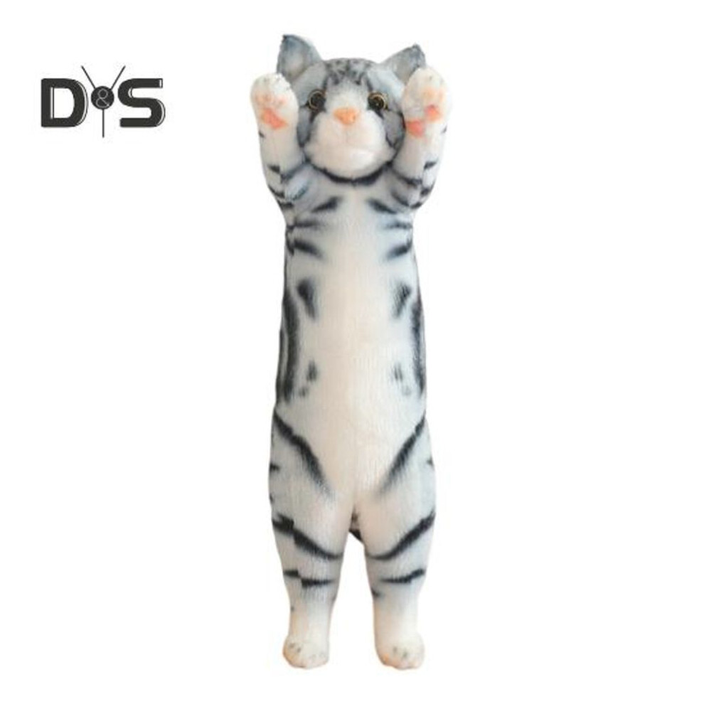 (grey, S) Cat Plush Pillow Cute Kitten Stuffed Animal Toy For Kids Adults Long Cat Pillow Multipurpose Cushion Gift For Birthday Christmas Valentine's Day