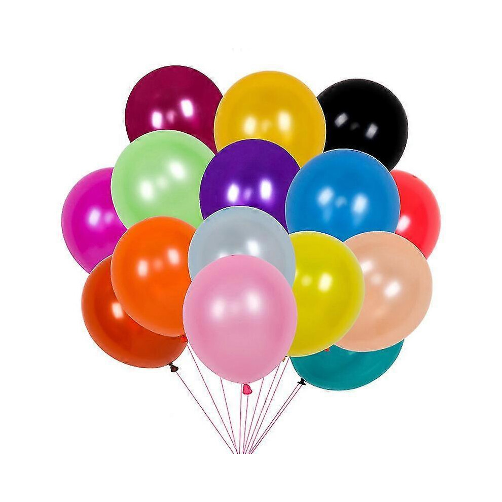 100 12-inch rainbow latex balloons for multicoloured party decorations, birthday supplies