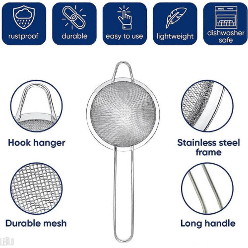 Stainless Steel Fine Mesh Strainer - Cocktail Strainer Fine Mesh Kitchen Strainer with Handle 1