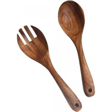 Wooden Salad Server Set 2 Acacia Stirring Spoons Wooden Utensils for serving salads