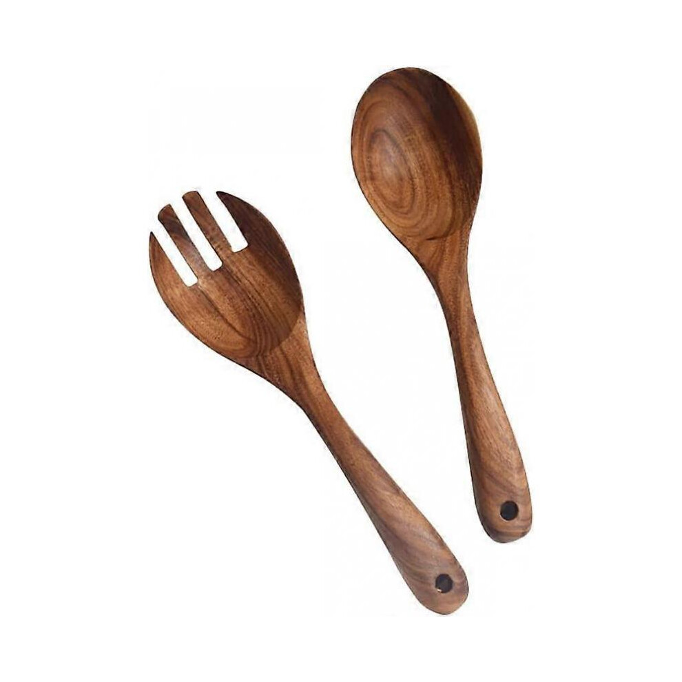 Wooden Salad Server Set 2 Acacia Stirring Spoons Wooden Utensils for serving salads