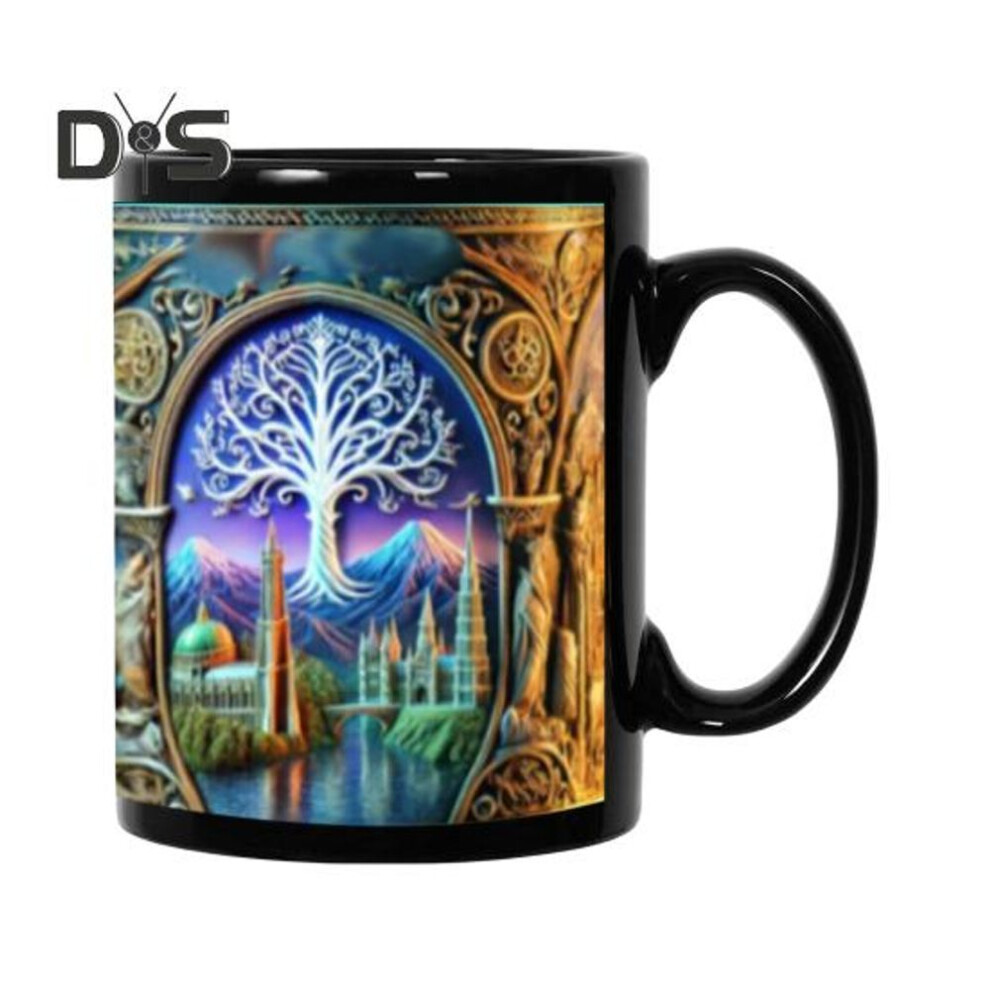(as the picture, C) Ceramic Tankard Mug Hand-Painted Coffee Mug 3D Effect Patterned Beer Cup Microwave Dishwasher Safe Gifts for Fan
