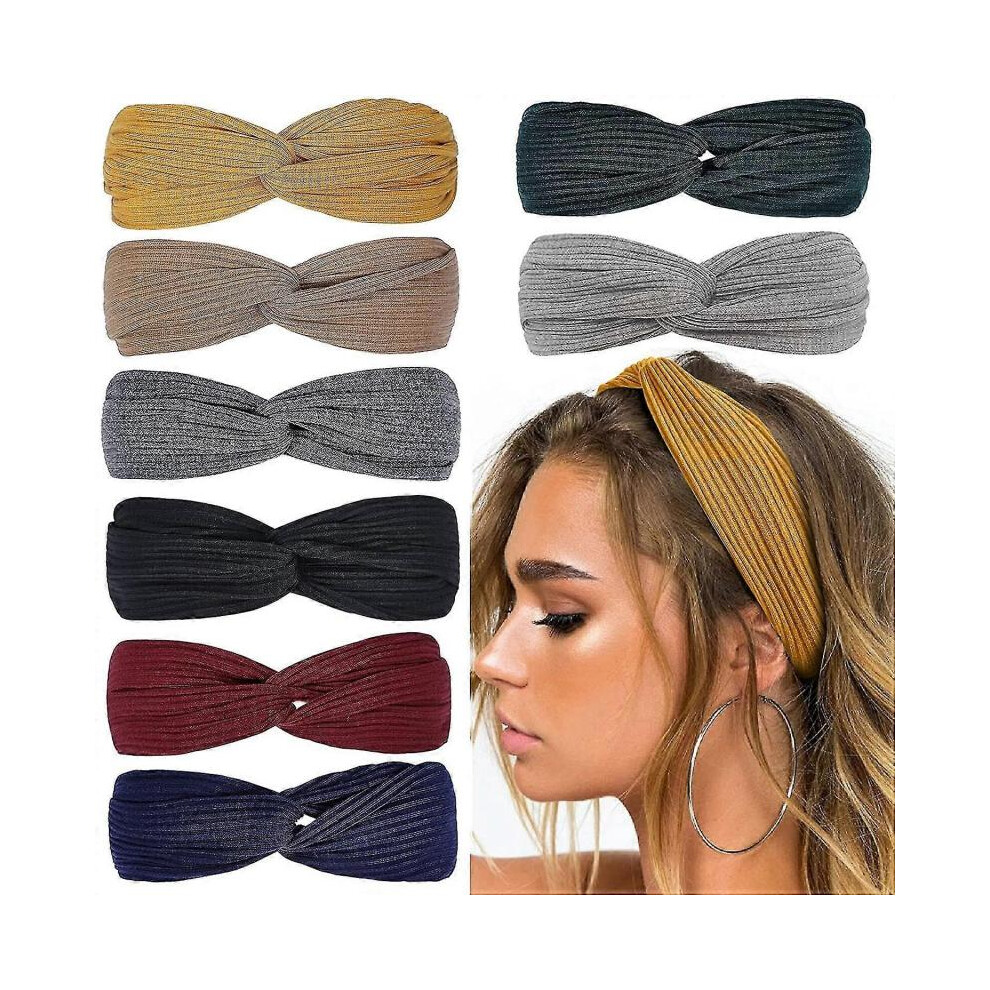 Headbands for Women Twist Knotted Boho Stretchy Hair Bands for Girls Criss Cross Turban Plain Headwrap Yoga Workout