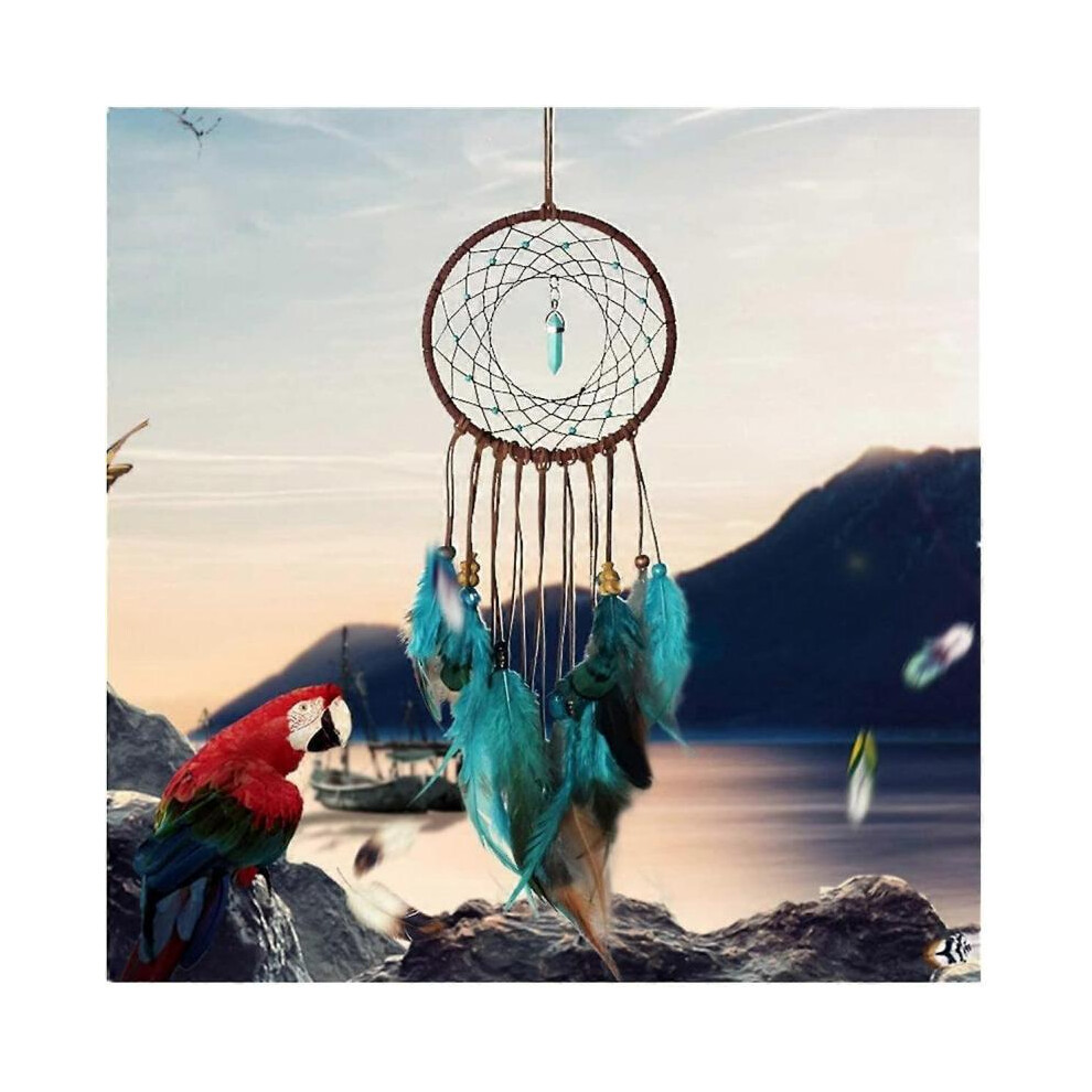 Dream Catcher Handmade Traditional Feather Wall Hanging Home Decoration Decoration Ornament Craft Christmas Gift Turquoise