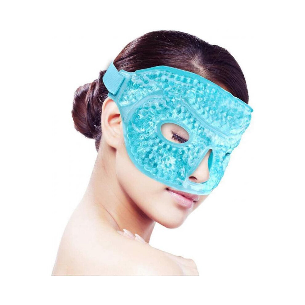 Eye Mask, Heated Warm Cold Reusable Gel Bead Ice Mask, Soft Plush Backing
