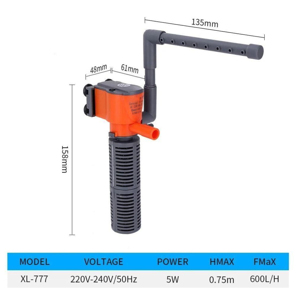(5W) 1Pcs 3-in-1 Fish Tank Filter Mini Oxygen Air Pump New Water Pump  for Small Aquarium Fish Tank