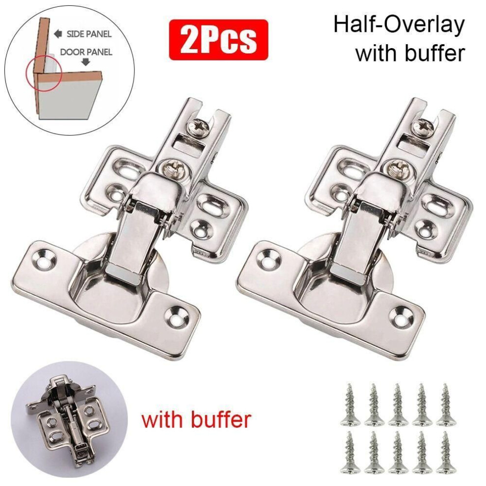 (Half Overlay) 2pcs Stainless Steel Door Hinges With Screws Cabinet Hinge Concealed Hinges  For Wardrobe Door