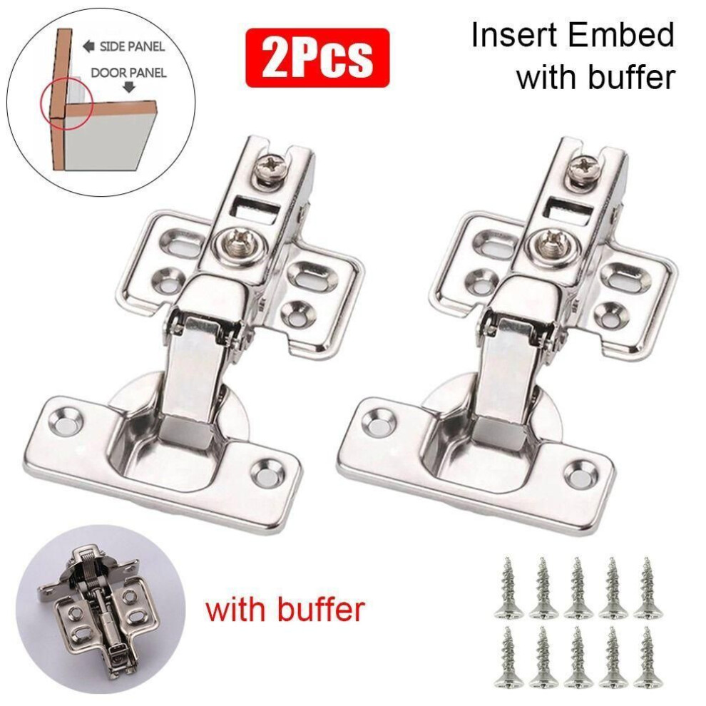 (Insert Embed) 2pcs Stainless Steel Door Hinges With Screws Cabinet Hinge Concealed Hinges  For Wardrobe Door