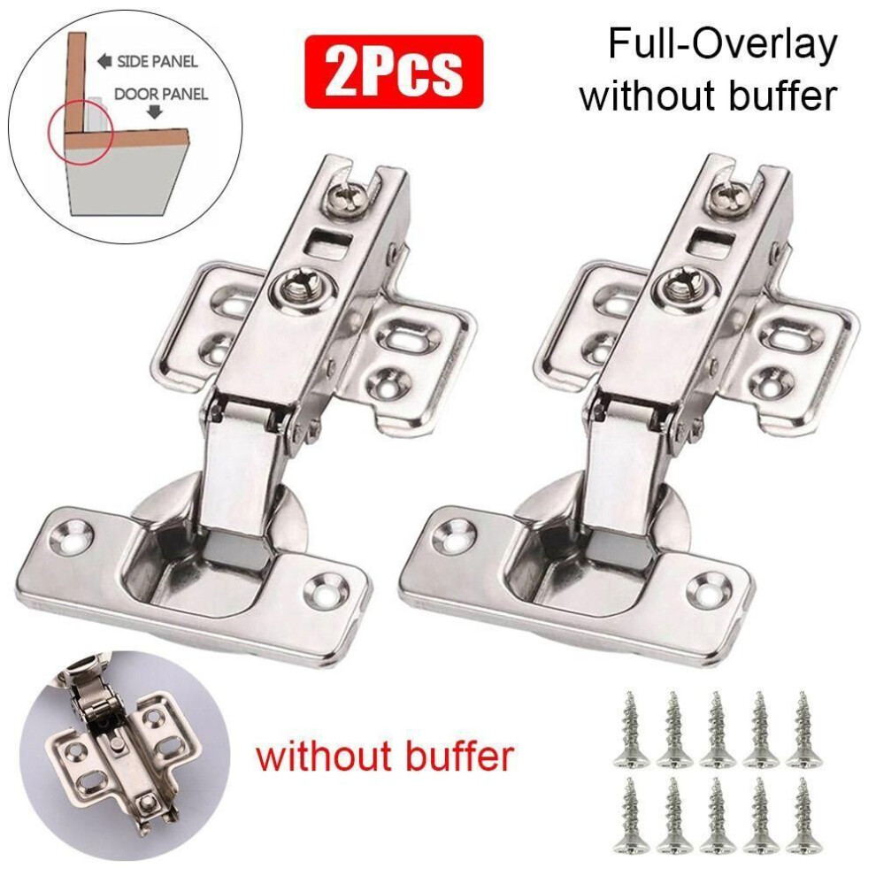 (Full Overlay-without buffer) 2Pcs Stainless Steel Door Hinges with Screws Cabinet Hinge Concealed Hinges  for Wardrobe Door