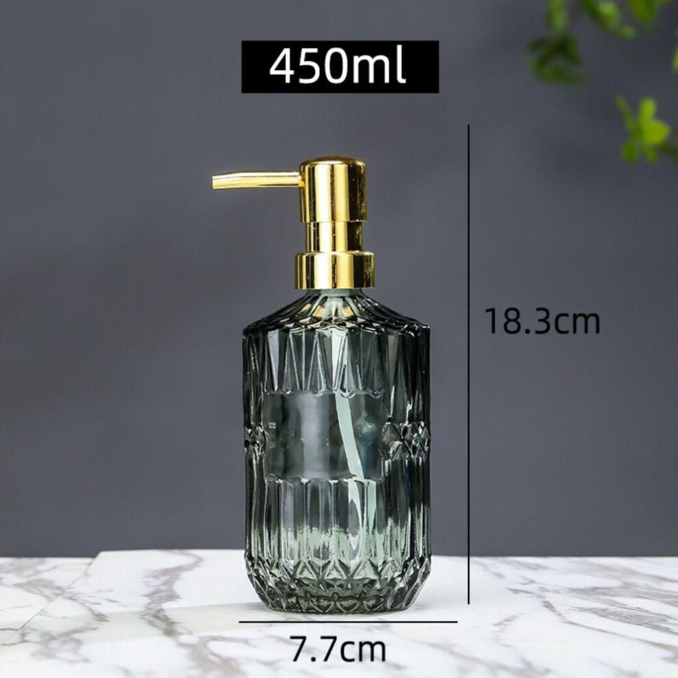 (green-gold) 450ml Shampoo Lotion Bottle Glass Hand Sanitizer Bottle New Manual Soap Dispenser