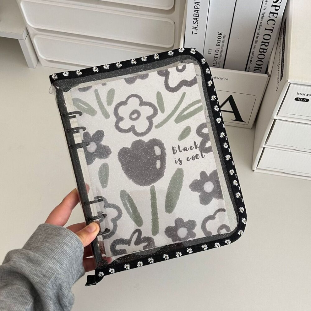(black-shell) A5 Binder Photo Album PVC Card Binder Pack Stationery Photocard Holder  Girl