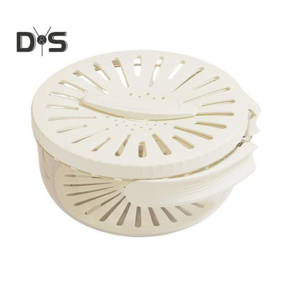 (white) Double Layer Drain Basket Fruit Cleaning Bowl with Strainer Food Grade BPA Free Kitchen Fruit Drain Basket Vegetable Salad Bowl with Handle