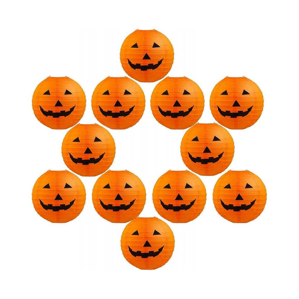 12pcs Halloween Pumpkin Lantern Pumpkin Hanging Paper Lanterns for Halloween Indoor Outdoor, 8