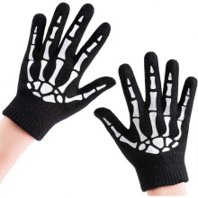 3 Pair Skull Touch Screen Gloves Halloween Glowing Full Finger Skull Bones Gloves