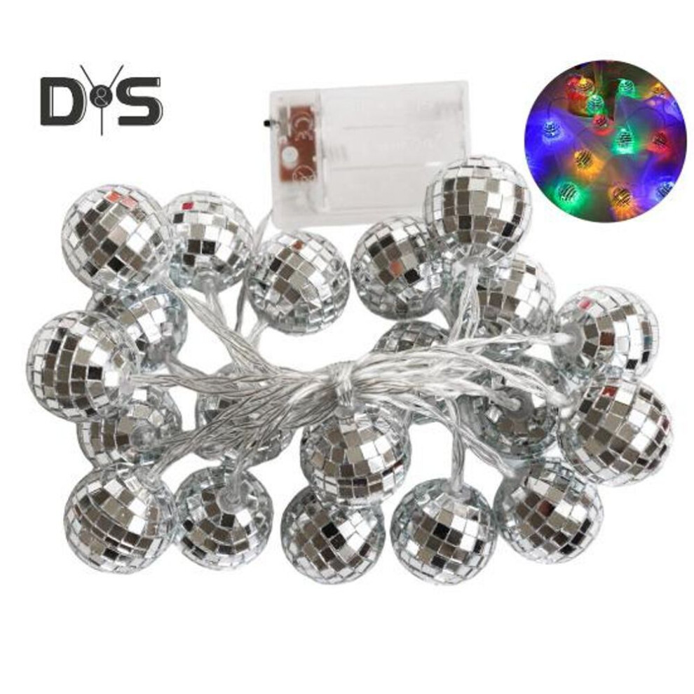 (multicolor, 3M) Led Disco Ball String Light Christmas Tree Decorations Battery Operated Mirror Led Ball Lights Party Favors For Wedding Holiday Decor