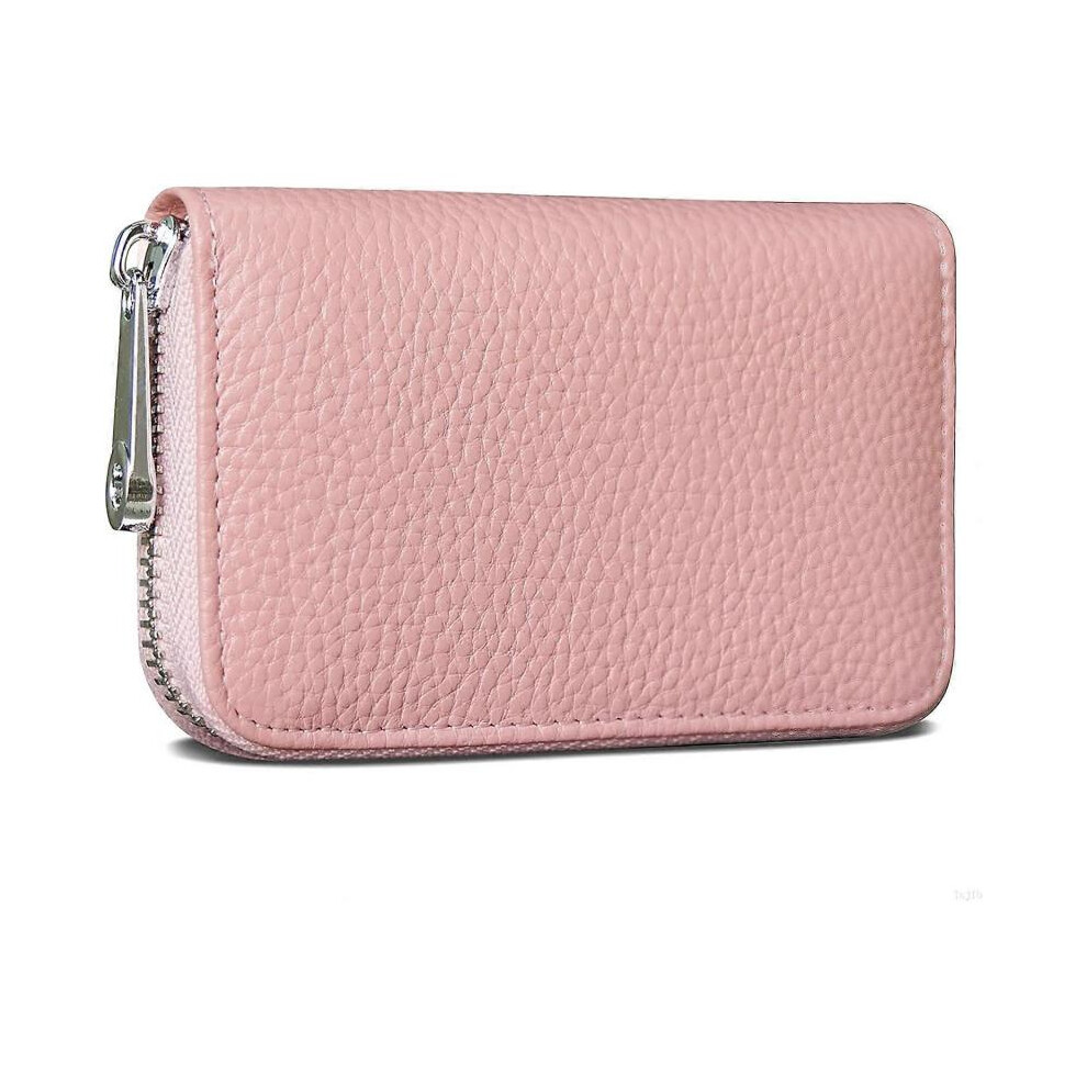 Credit Card Holders Rfid Blocking Genuine Leather Mini Credit Card Wallet Purse With Zipper Red