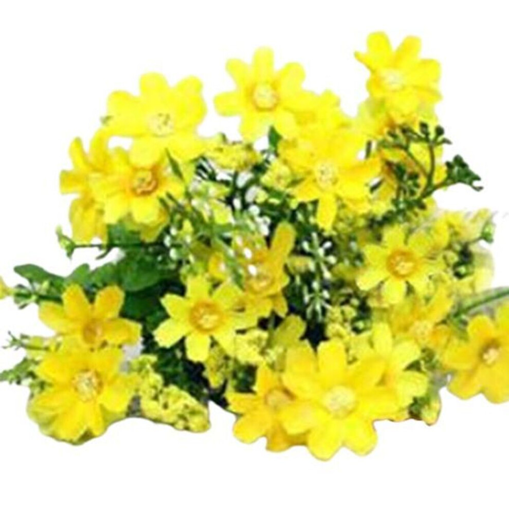 (yellow) 1 Bouquet 28 Heads Fake Daisy Artificial Silk Flower Home Wedding Decoration