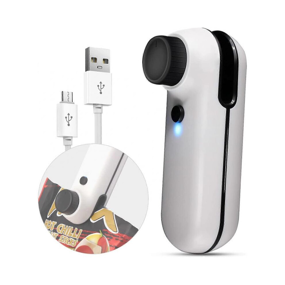 Mini Bag Sealer, 2 In 1 Usb Rechargeable Heat Sealer And Cutter, Mini Chip Bag Sealer Heat Seal With Soft Magnetic White