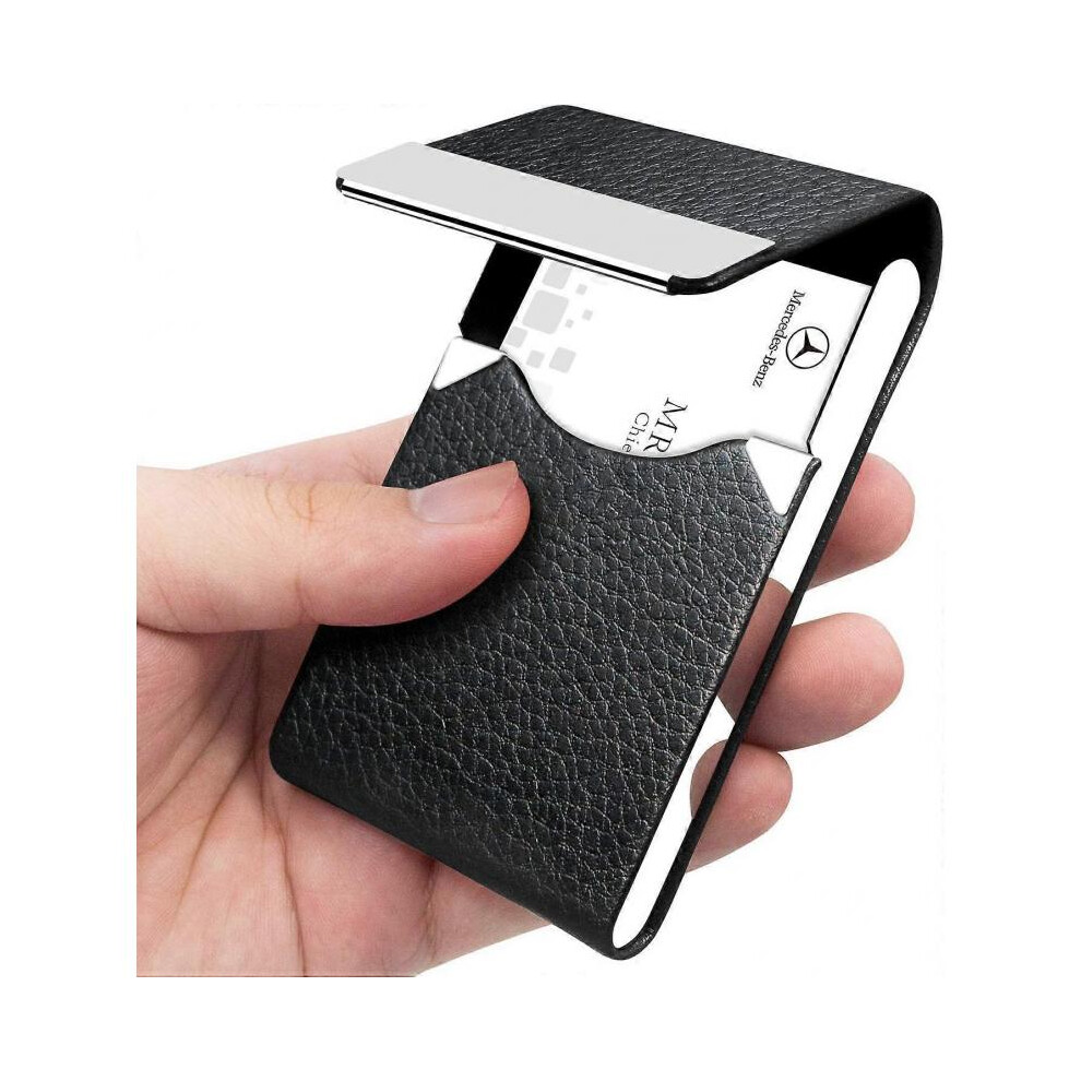 Business Card Holder PU Leather Business Card Case Name Card Holder Slim Metal Pocket Card Holder