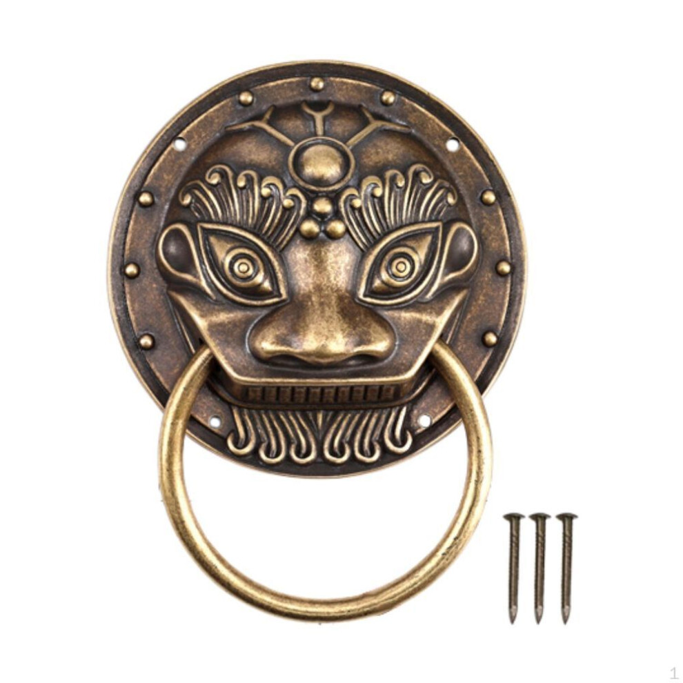 (3 inch) Lion Head Decorative Door Knocker Handle Brass Accessories Vintage Gate for Cabinet