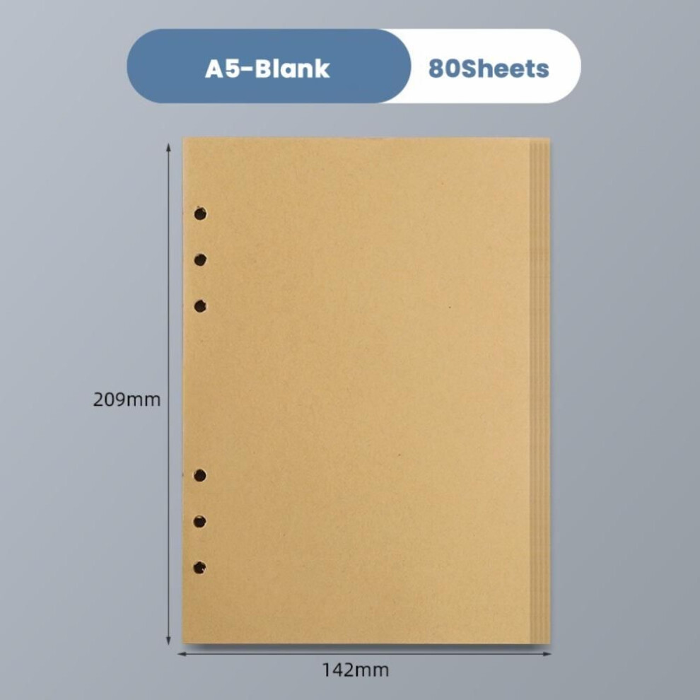 (A5-Yellow-Blank) 80sheets A5/a6/a7 Loose Leaf Paper Kraft Paper Notepad Inside Paper  Students
