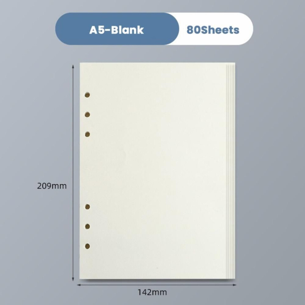 (A5-White-Blank) 80Sheets A5/A6/A7 Loose Leaf Paper Kraft Paper Notepad Inside Paper  Students