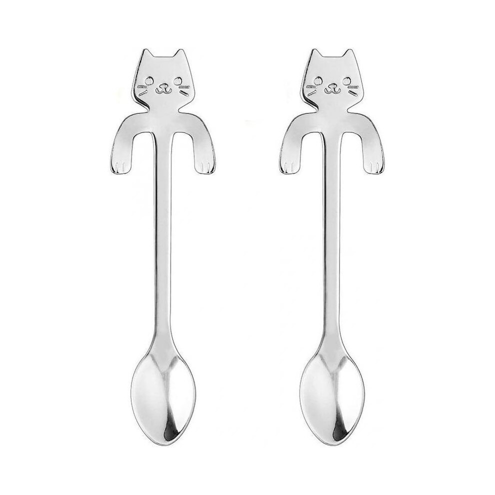 Cute Cat, Coffee Spoon,tea Spoon,stainless Steel,2 Pcs