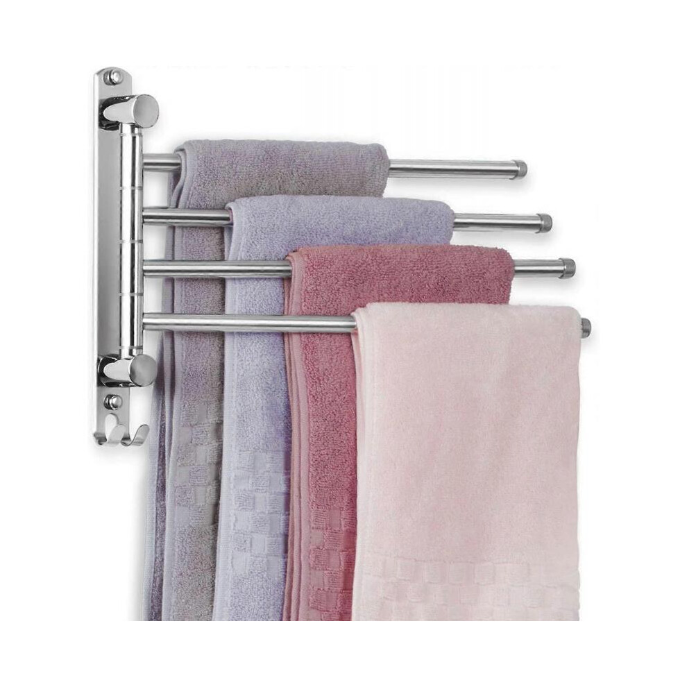 Swivel Bathroom Towel Rack JSVER Wall Mounted Towel Rack, SUS304 Stainless Steel Towel Bar 4-Arm Towel Hanger