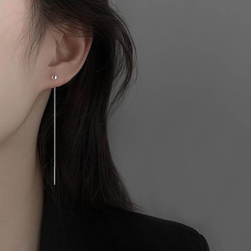 (as the picture, short version) 2023 Trendy Round Beaded Bean Earrings: Face-slimming, Simple, Cold Style For Summer