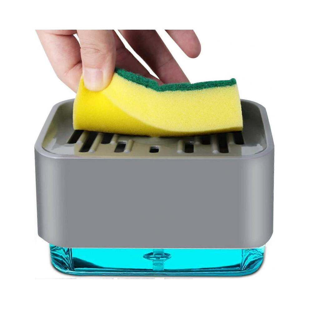 Soap Pump Dispenser and Sponge Holder,Upgraded Dish Soap Dispenser Caddy 2-in-1 Draining Design