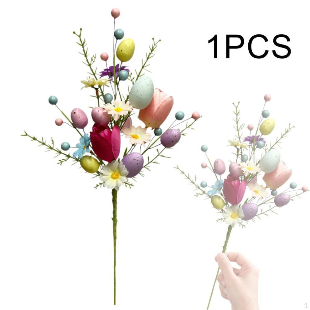 Easter Egg Stem Flower Pick Decoration Colorful Berries Fake Eggs Artificial For Home Spring