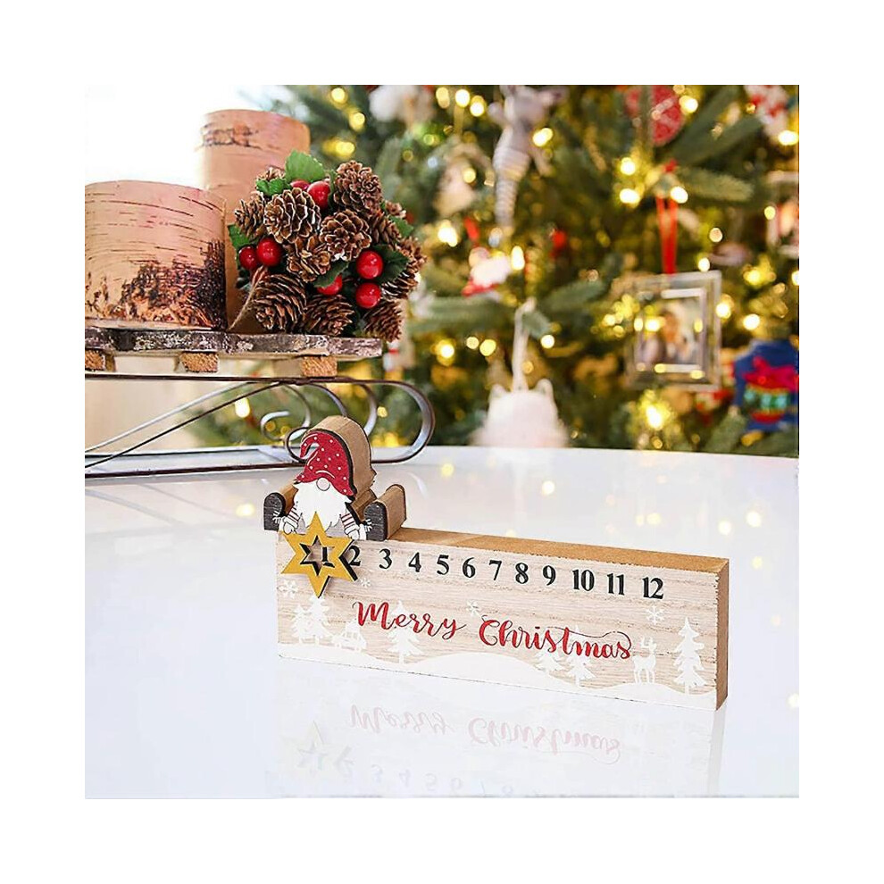 Christmas Wood Sign Wooden Mobile Calendar Decoration Faceless Old Man Christmas Countdown Signs