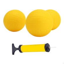 (3.5 Inch 3pcs) -Replacement Balls with Air Pump, Strong PVC Inflatable Mini Volleyball for Lawn, Beach Volleyball,