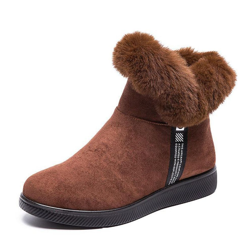 (brown, 36) Women's Warm Snow Boots - Short, Thick Velvet, Large Size Winter Footwear