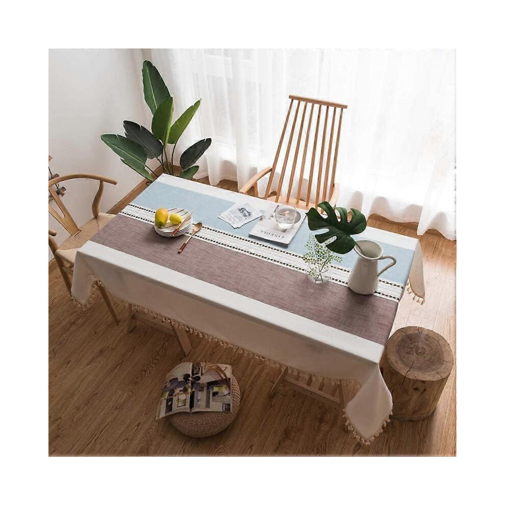Linen Rectangle Tablecloth Table Cloth Heavy Weight Cotton Linen Dust-Proof Table Cover,55 x 55 Inch