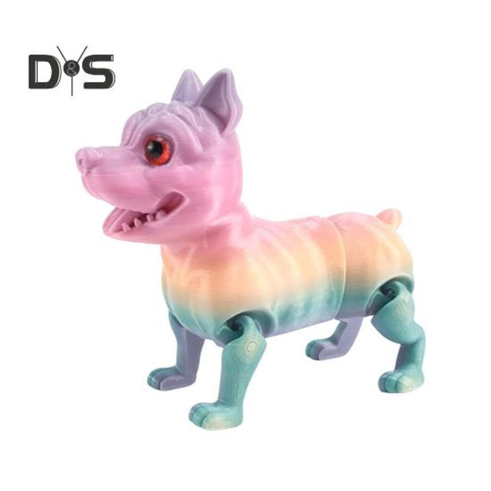 (multicolor) 3D Printed Dog Figurine Movable Joints Simulation Pit Bull Figure Articulated Animal Model Toy Home Office Bookshelf Desktop Decoration Ornament