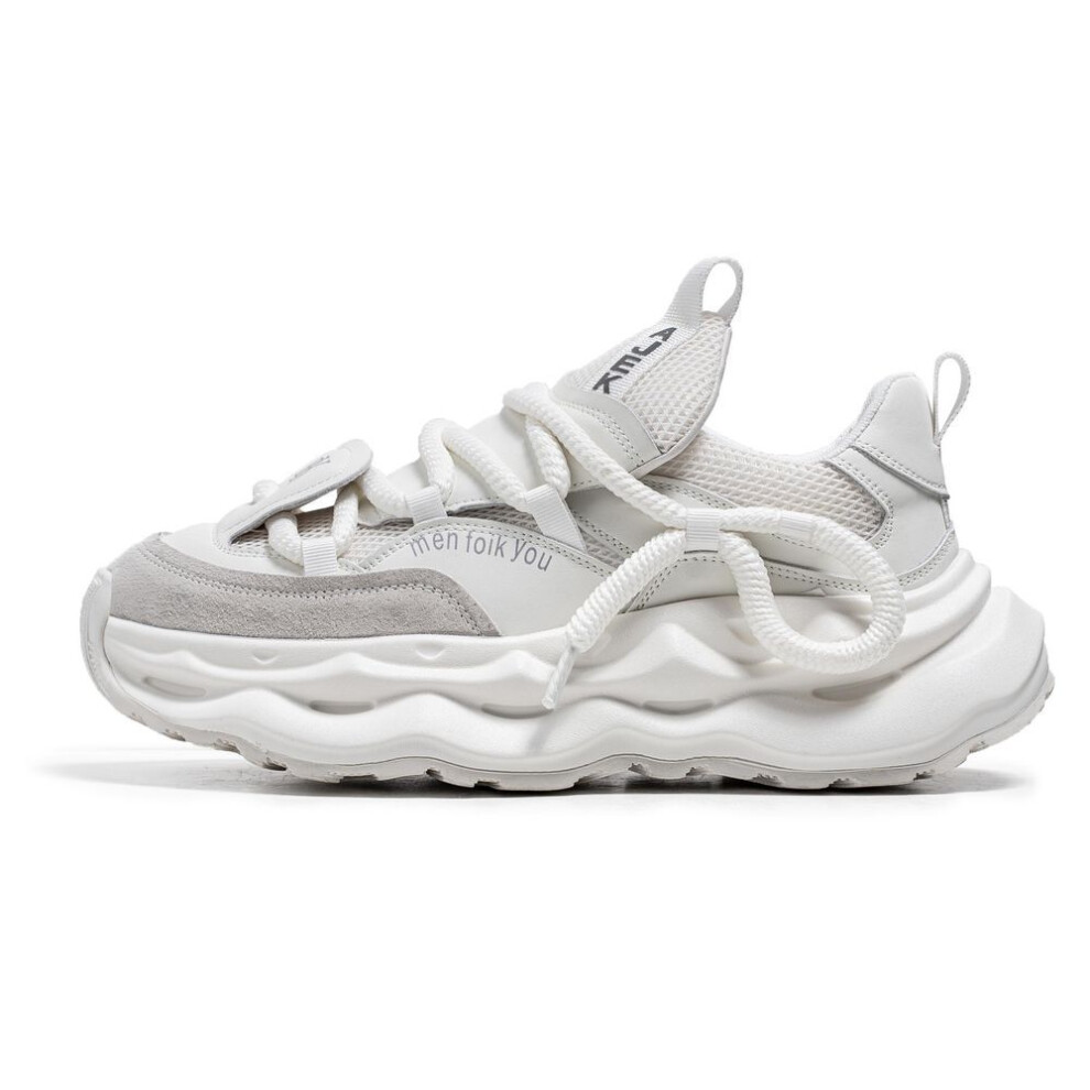 (white, 43) Spring 2024 Men's Height-enhancing Mesh Sneakers - Breathable, Trendy, Thick-sole Street Style