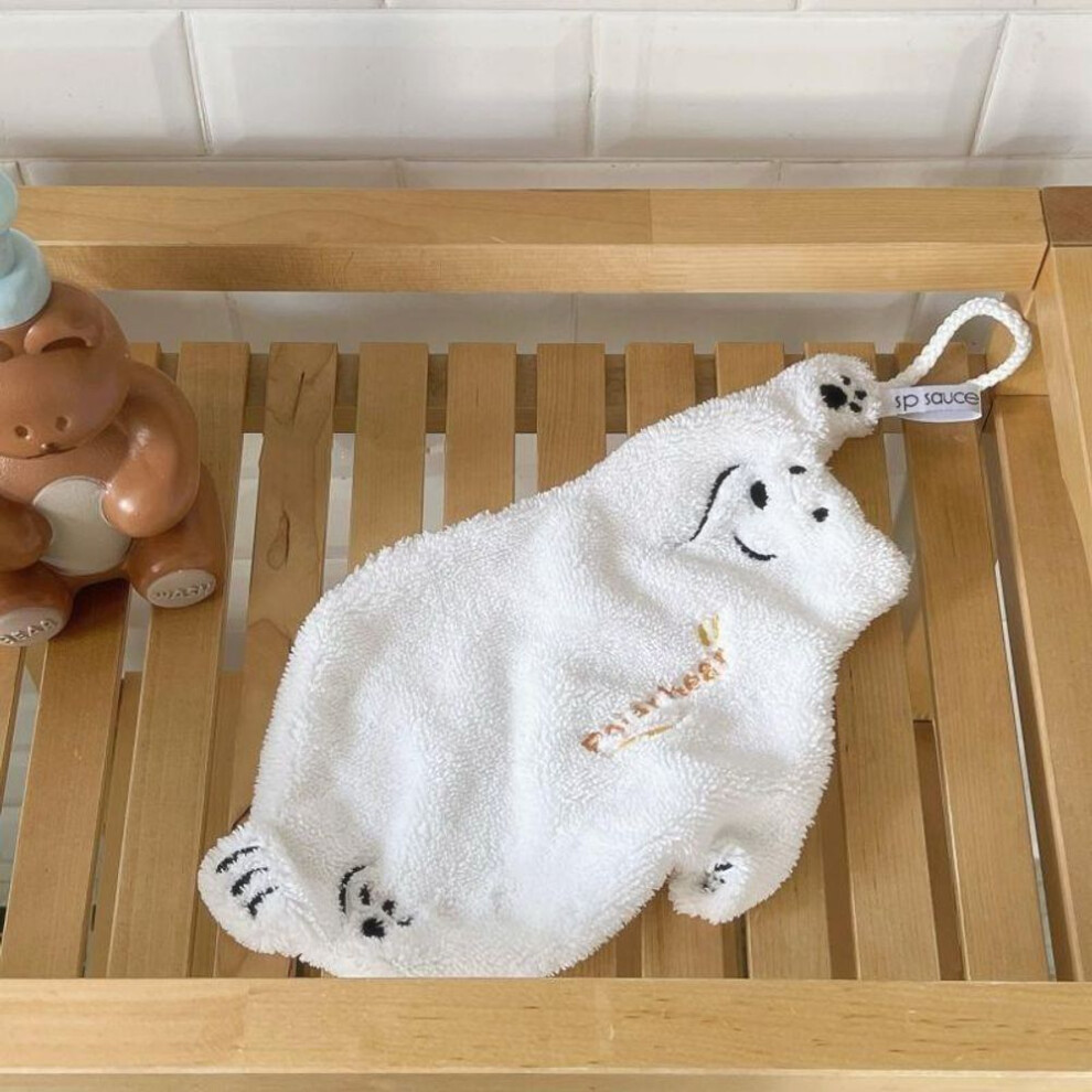 (white) Cute Kids Hand Towels with Hanging Loop Funny Beer Hand Towels for Bathroom Kitchen Cartoon Animal Hanging Washcloths Soft Absorbent Hand Towels