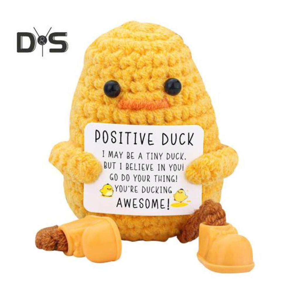 Crocheted Duck Ornament Handmade Long Legged Duck Doll Desk Companion Positive Duck Inspirational Gift For Women Men Christmas Stocking Stuffers