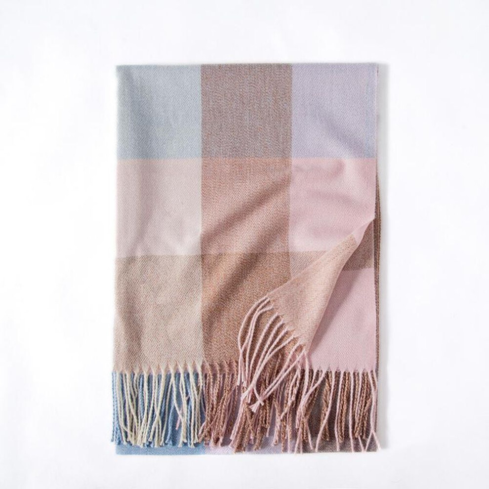 (camel, One Size) Autumn And Winter Warm Plaid Contrasting Imitation Cashmere Scarf Shawl For Women
