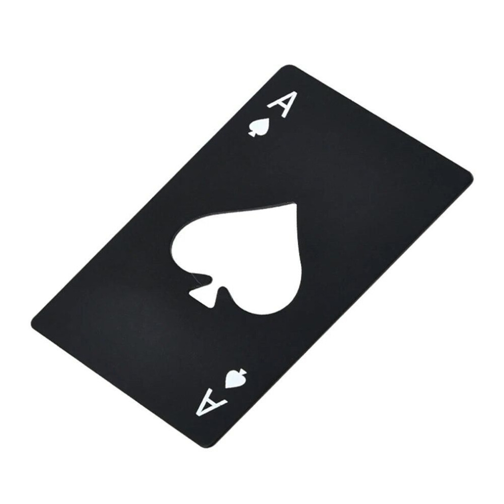(black) 1pcs Creative Poker Shaped Bottle Can Opener Stainless Steel Credit Card Size Bar Restaurant Beer Metal Opening Tool Gift