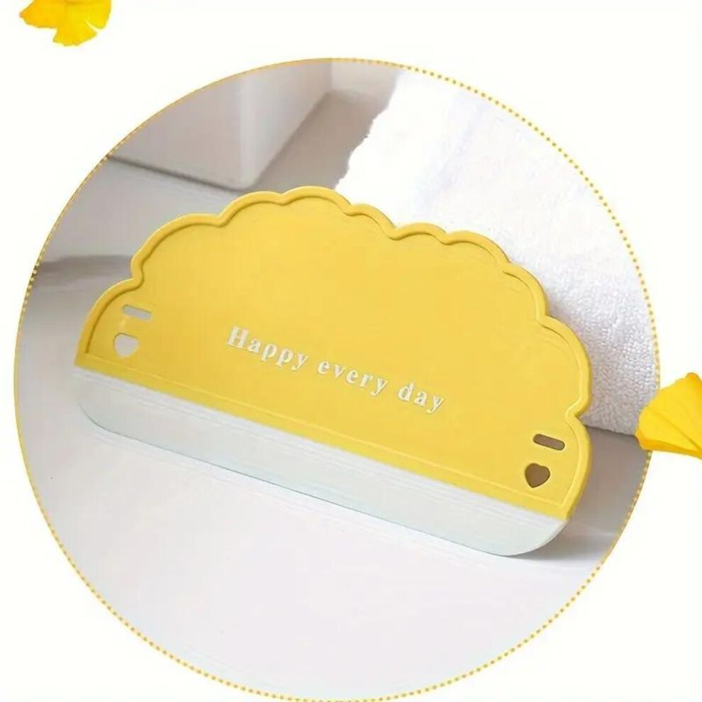 (yellow) Happy Every Day Mini Bathroom Squeegee - Silicone Blade For Seamless Glass, Tile, Countertop, And Mirror Cleaning