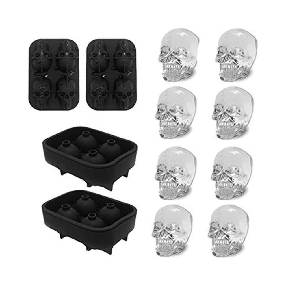 Small Whiskey Ice Ball Mold Skulls, Set of 2 Small Ice Cube Spheres, Small Ball Ice Cubes