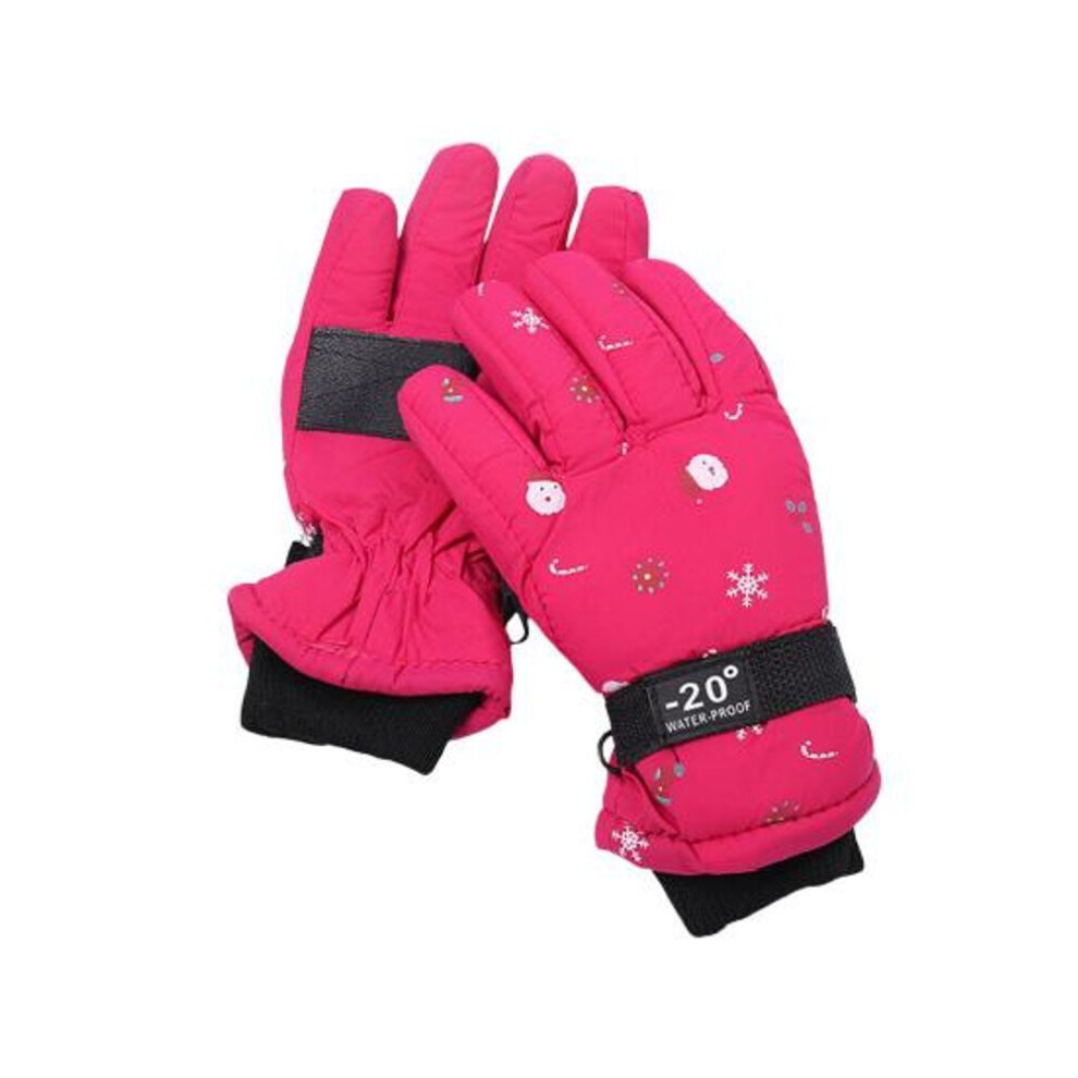 (rose red) Kids Winter Gloves Warm Thermal Ski Gloves Windproof Snow Mitten for Cold Weather Snowboarding Skiing Hiking Cycling