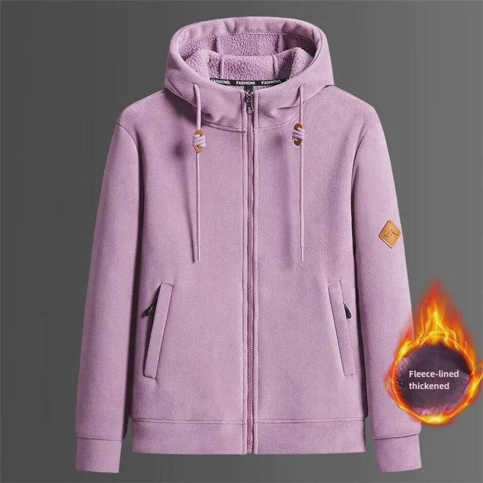 (lavender purple, XL) Men's and Women's Hooded Polar Fleece Jackets: Double-Faced Cardigans and Sweatshirts for Couples, Ideal for Autumn and Winter.