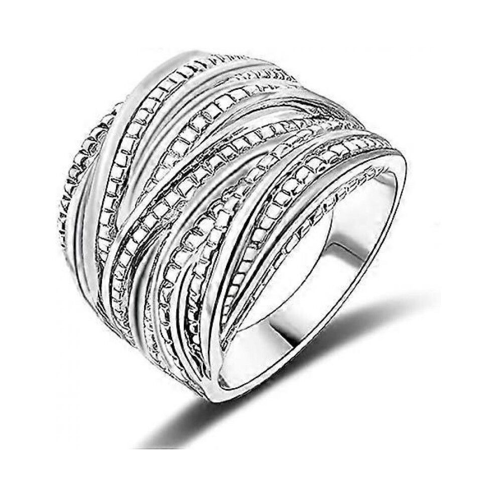2 Tone Intertwined Crossover Statement Ring Fashion Chunky Band Rings for Women Men Plated Wide Index Finger Rings Costume Jewelry